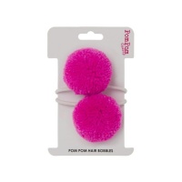 Set of 2 Bright Pink Pom Pom Hair Bobbles by Pom Pom Galore